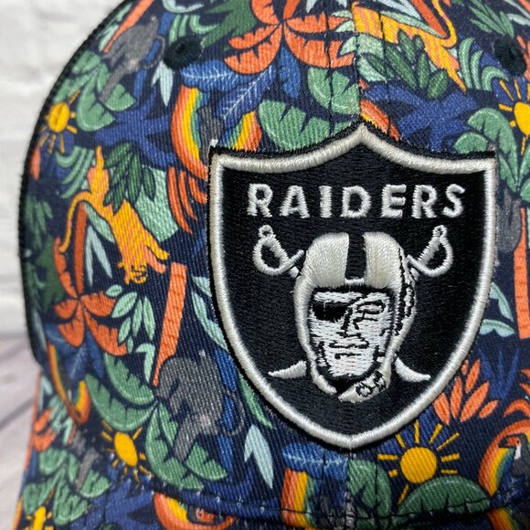 NFL Raiders Football Floral Trucker Hat Mesh Youth Size 47 Brand Embroidered - Picture 6 of 10